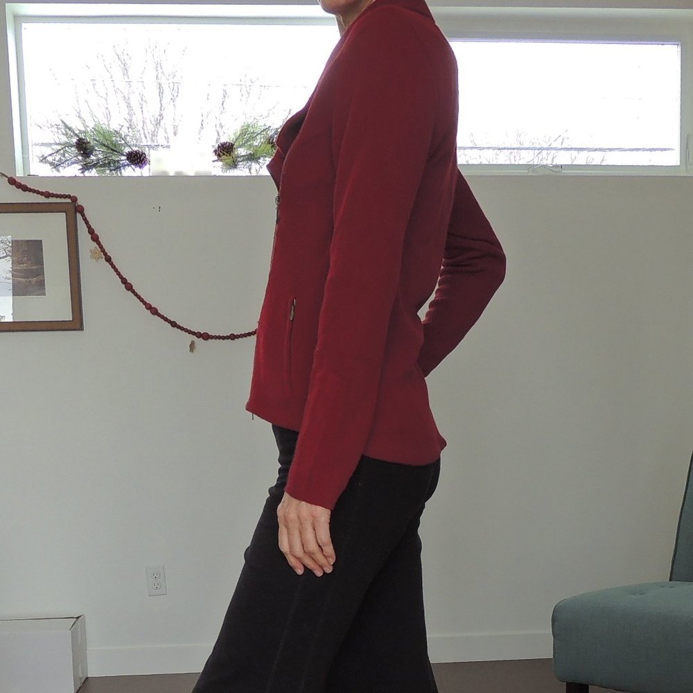 NWOT Wool/Alpaca Red Zip-front Cardigan - Picture 4 of 13